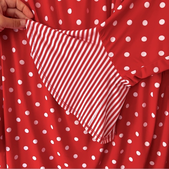 Susan Graver Red White Stripe Polka Dot Blouse Plus Size Women’s 2X - Picture 6 of 9